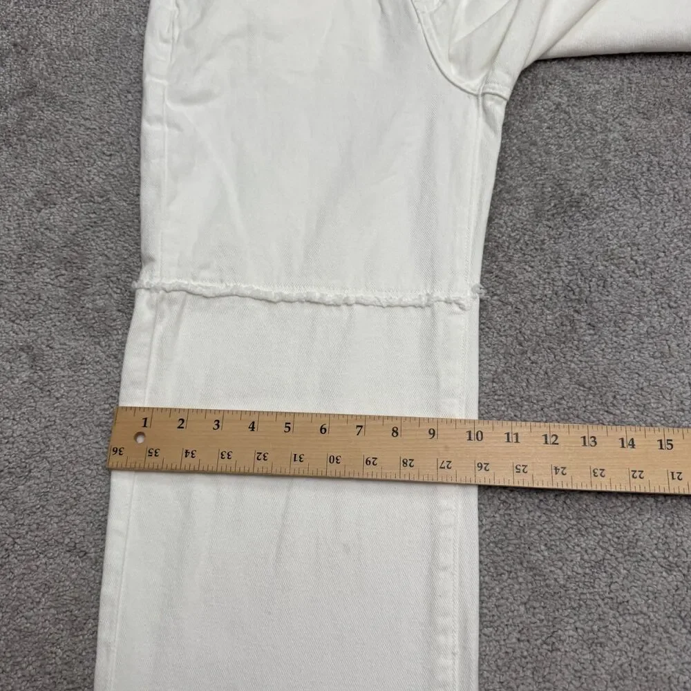 Princess Polly Wide Leg Raw Hem Baggy Denim Jeans Women 8 White High Rise Casual